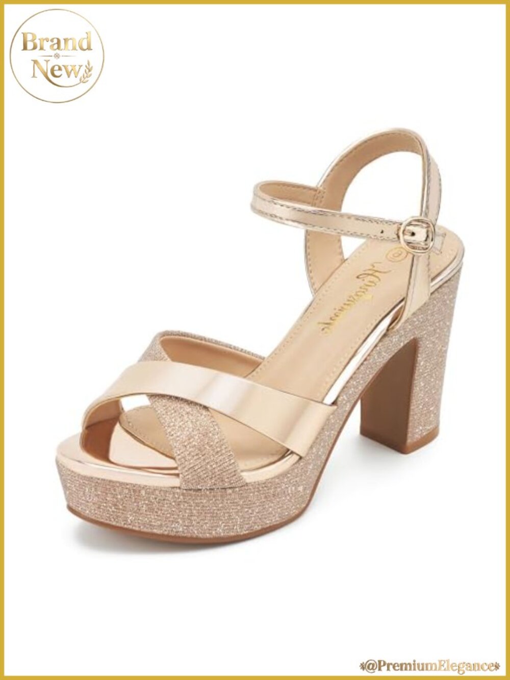 Platform Heeled Sandals Sparkly High Heels Comfortable Straps Ankle Strap